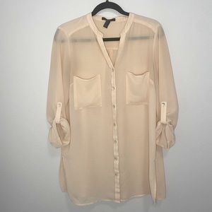 Forever 21 blush colored sheer button up blouse